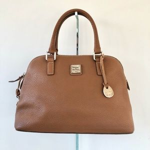 Dooney & Bourke brown leather satchel bag purse with handles and shoulder strap